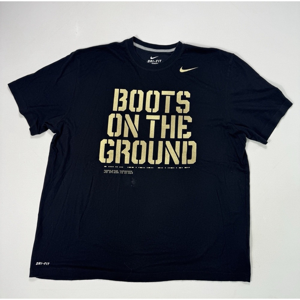 Nike Shirt Mens 2XL Dri-Fit Boots On The Ground Gold Black Sink Navy Football